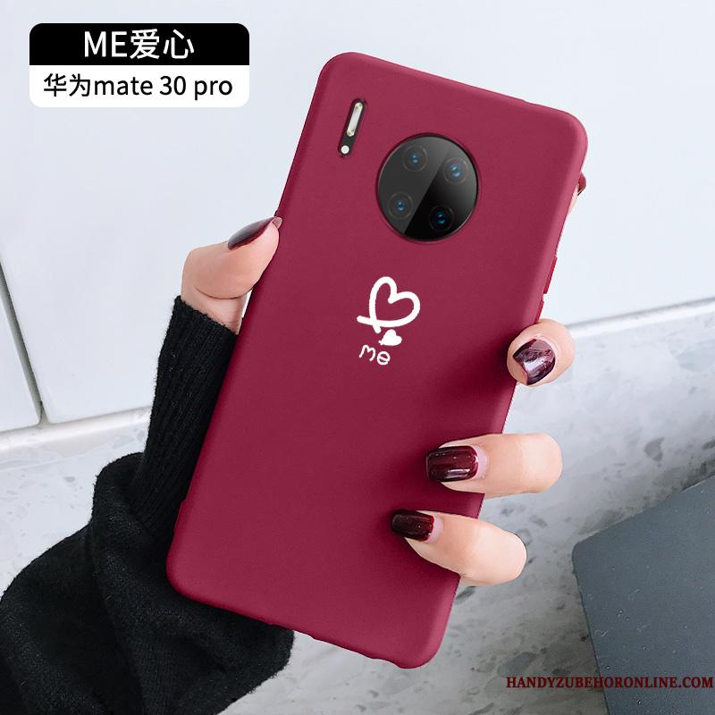 Huawei Mate 30 Pro Beskyttelse Silikone Simple Net Red Anti-fald Kærlighed Telefon Etui