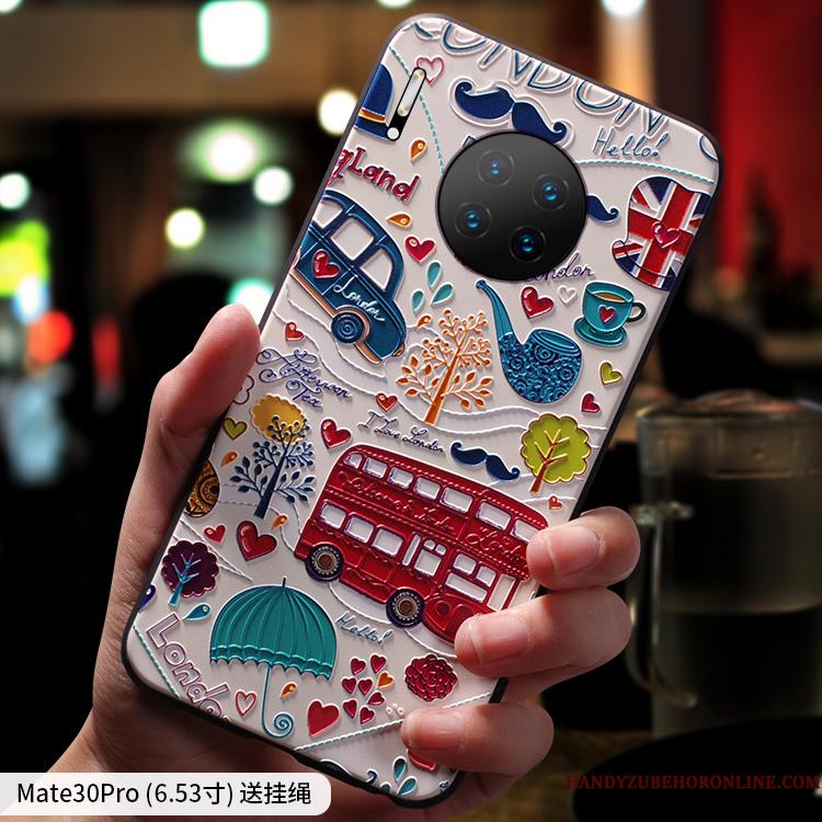 Huawei Mate 30 Pro Cover Blød Silikone Blå Net Red Nubuck Telefon Etui