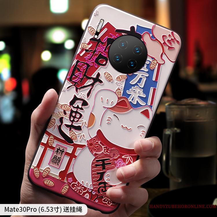 Huawei Mate 30 Pro Cover Blød Silikone Blå Net Red Nubuck Telefon Etui