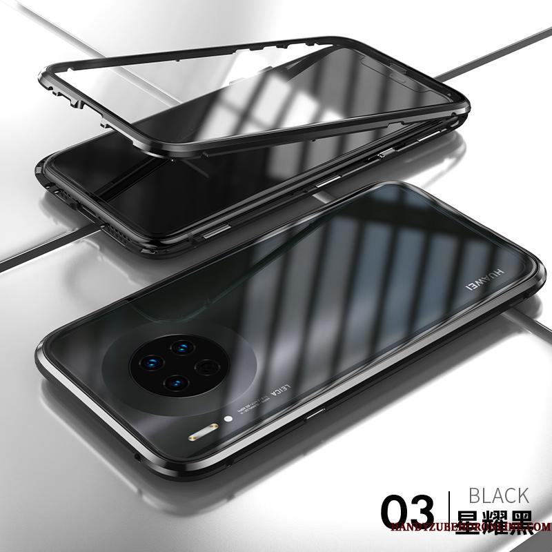 Huawei Mate 30 Pro Dobbeltsidet Af Personlighed Gennemsigtig Kreativ Glas Telefon Etui Lilla