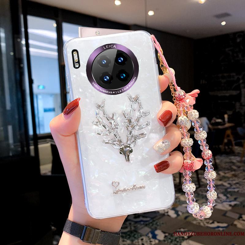 Huawei Mate 30 Pro Etui Strass Hvid Blød Kreativ Anti-fald Hængende Ornamenter Ny