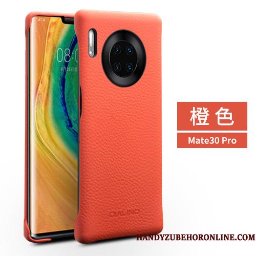 Huawei Mate 30 Pro Rød Bagdæksel Mode Beskyttelse Simple Telefon Etui Ægte Læder