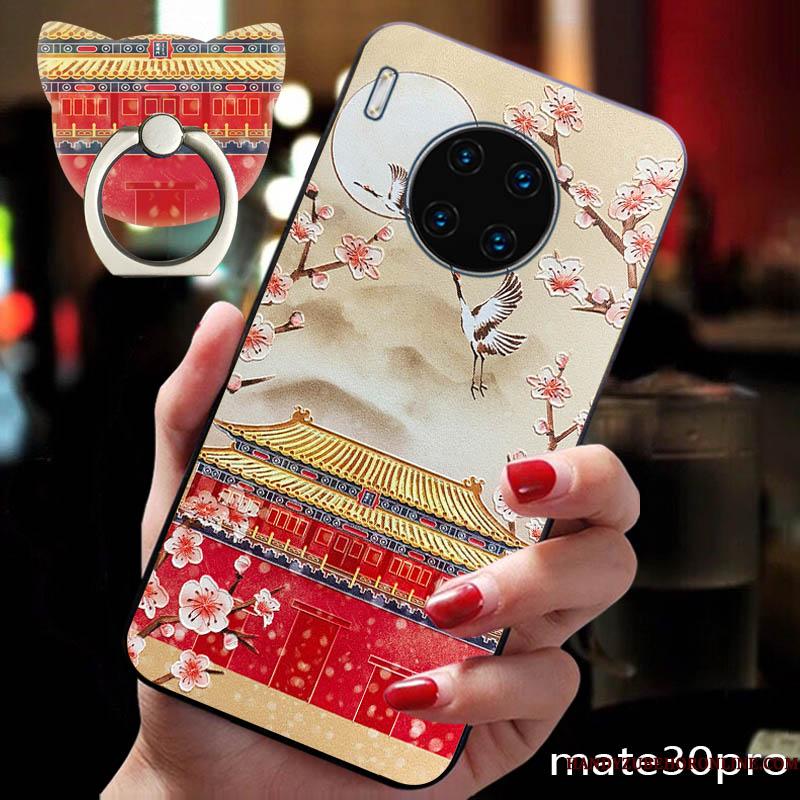 Huawei Mate 30 Pro Telefon Etui Kreativ Vind Silikone Vintage Blød Kinesisk Stil