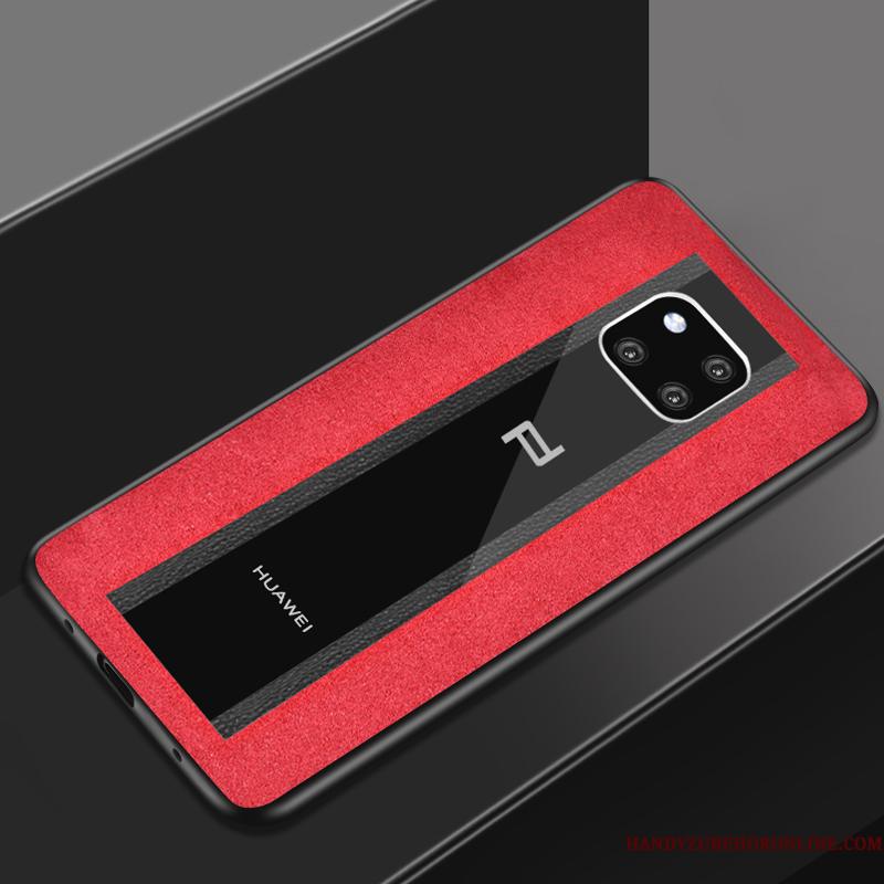 Huawei Mate 30 Rs Telefon Etui Ruskind Glas Rød Cover Beskyttelse Anti-fald