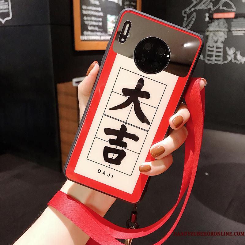 Huawei Mate 30 Rød Glas Hængende Ornamenter Kinesisk Stil Telefon Etui Ny