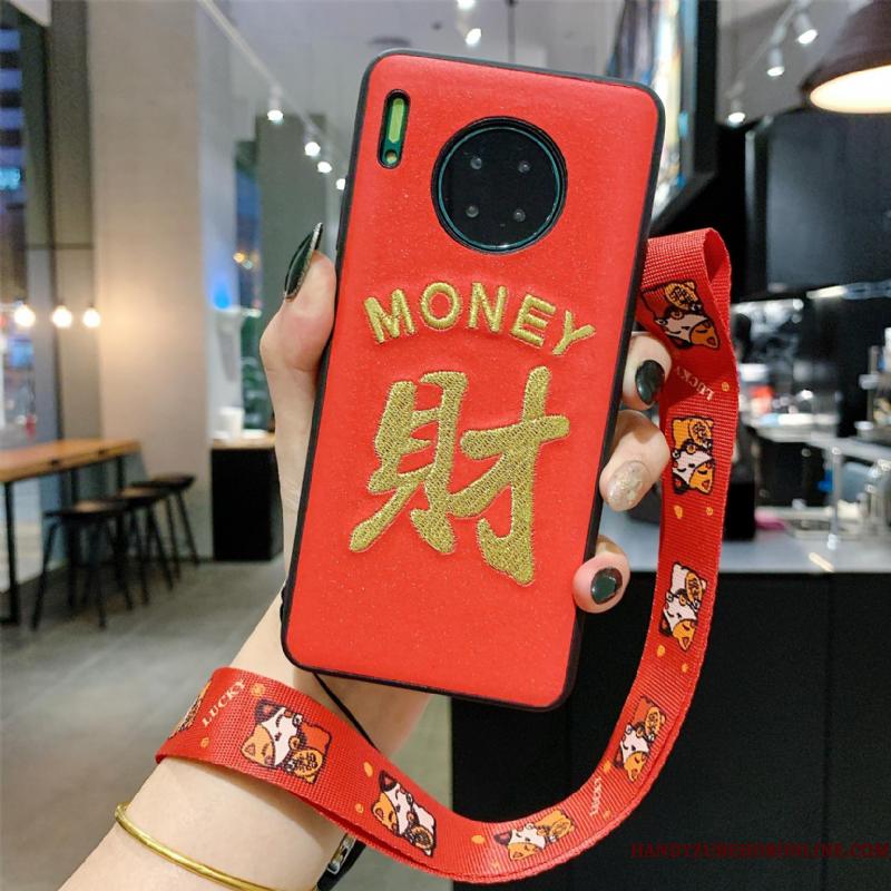 Huawei Mate 30 Rød Kreativ Broderi Telefon Etui Net Red Ny Hængende Ornamenter