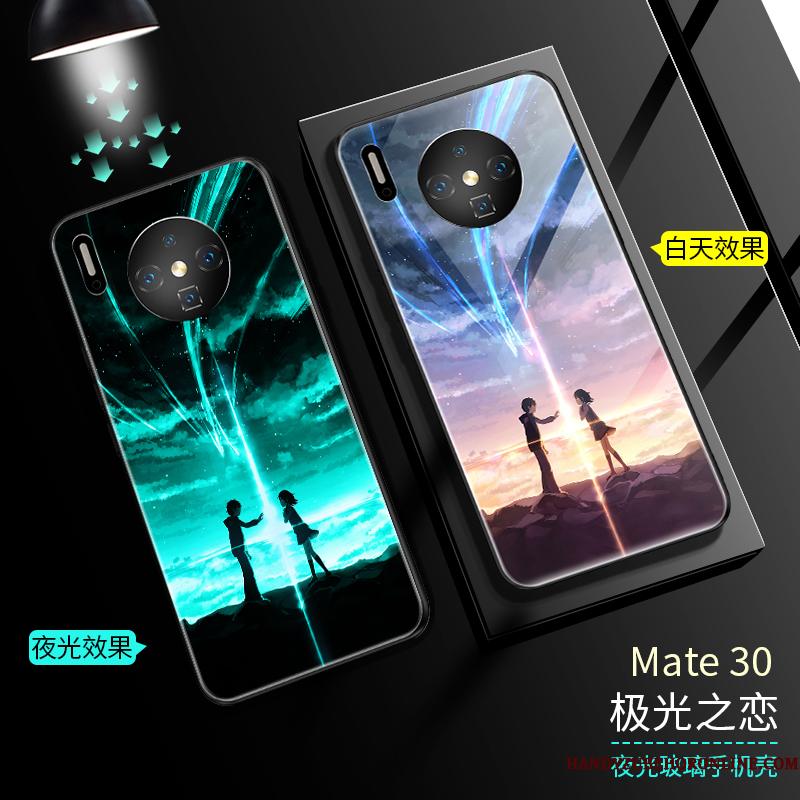 Huawei Mate 30 Telefon Etui Lyser Glas Tynd Sort Anti-fald
