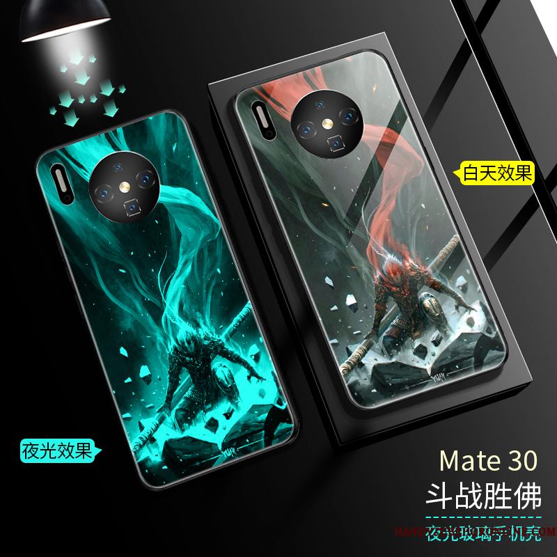 Huawei Mate 30 Telefon Etui Lyser Glas Tynd Sort Anti-fald