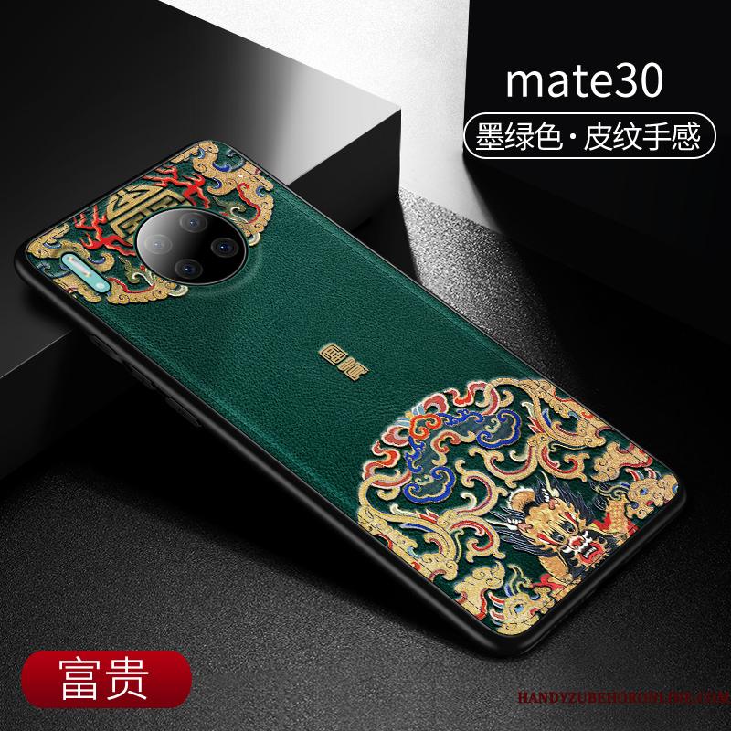 Huawei Mate 30 Vind Kinesisk Stil Tynd Anti-fald Telefon Etui Læder Ny