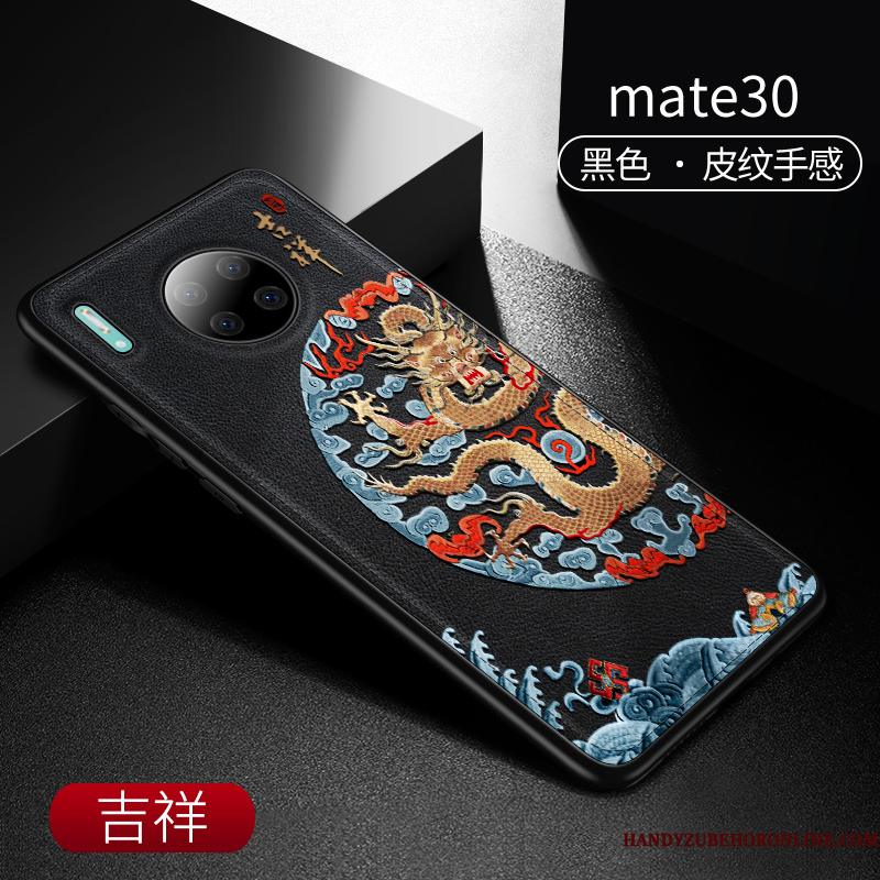 Huawei Mate 30 Vind Kinesisk Stil Tynd Anti-fald Telefon Etui Læder Ny
