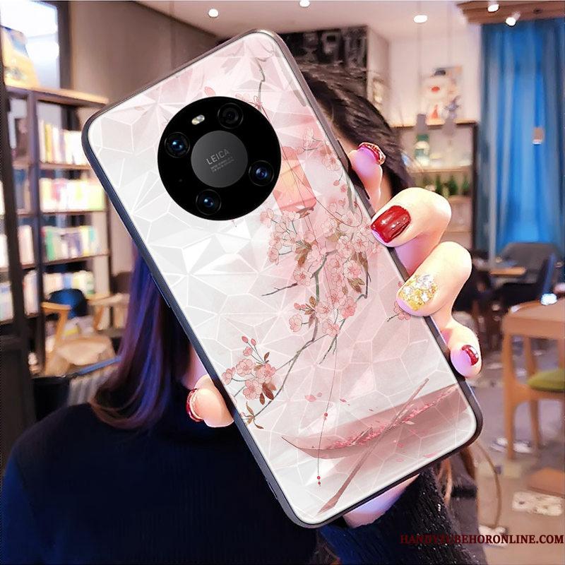 Huawei Mate 40 Kinesisk Stil Simple Telefon Etui Kunst Blå Rombe Cover