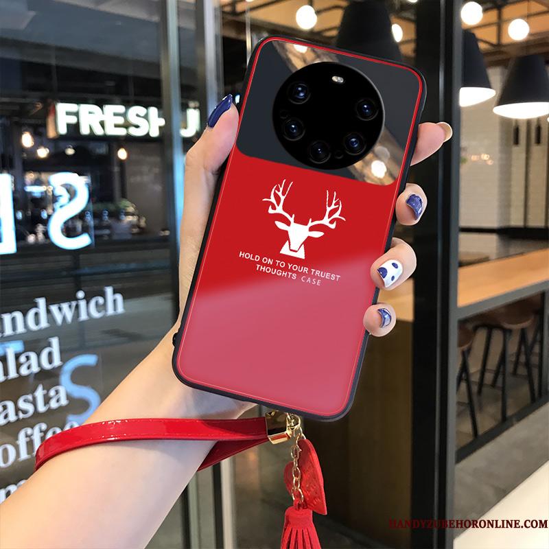 Huawei Mate 40 Pro+ Cover Rød Kreativ Glas Spejl Telefon Etui Elk