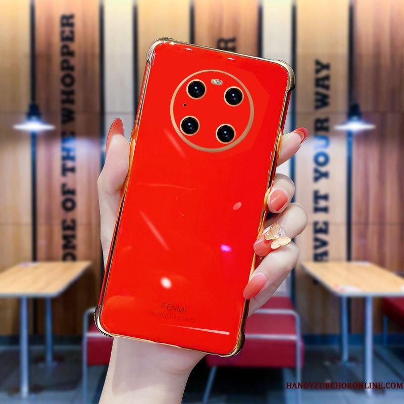 Huawei Mate 40 Pro Etui Anti-fald Plys Alt Inklusive Cover Net Red Lyserød