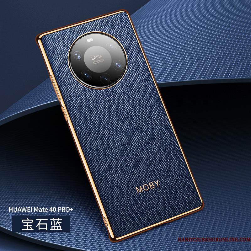 Huawei Mate 40 Pro+ Sort Anti-fald Tynd Ægte Læder Etui Ramme Telefon