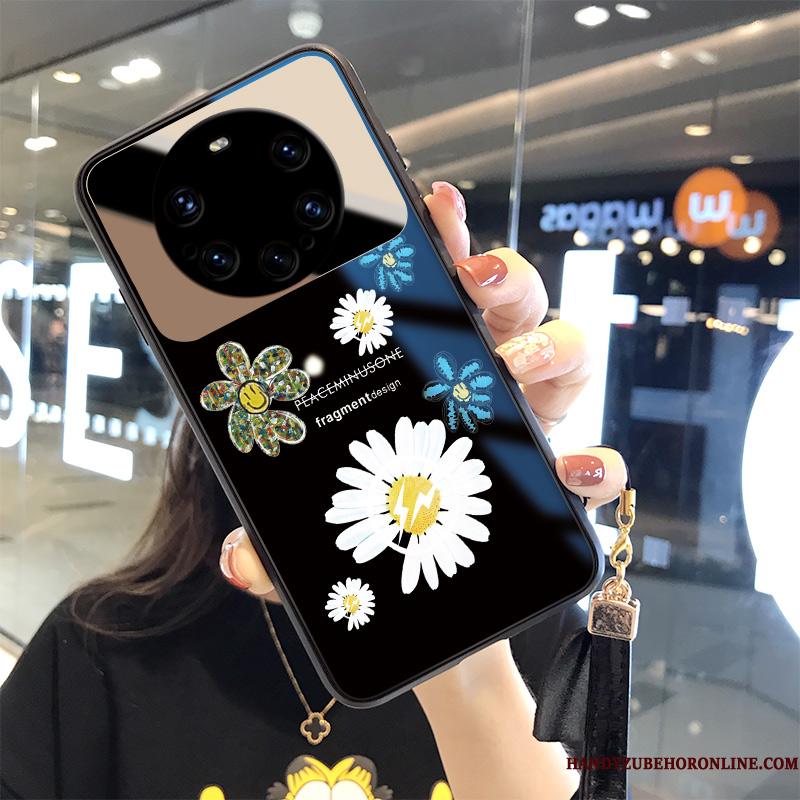 Huawei Mate 40 Pro+ Telefon Etui Blomster Alt Inklusive Spejl Sort Trendy Kreativ