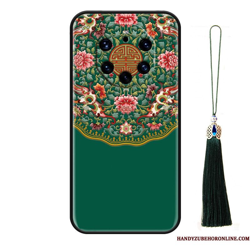 Huawei Mate 40 Rs Dragon Telefon Etui Relief Grøn Palads Kinesisk Stil Af Personlighed