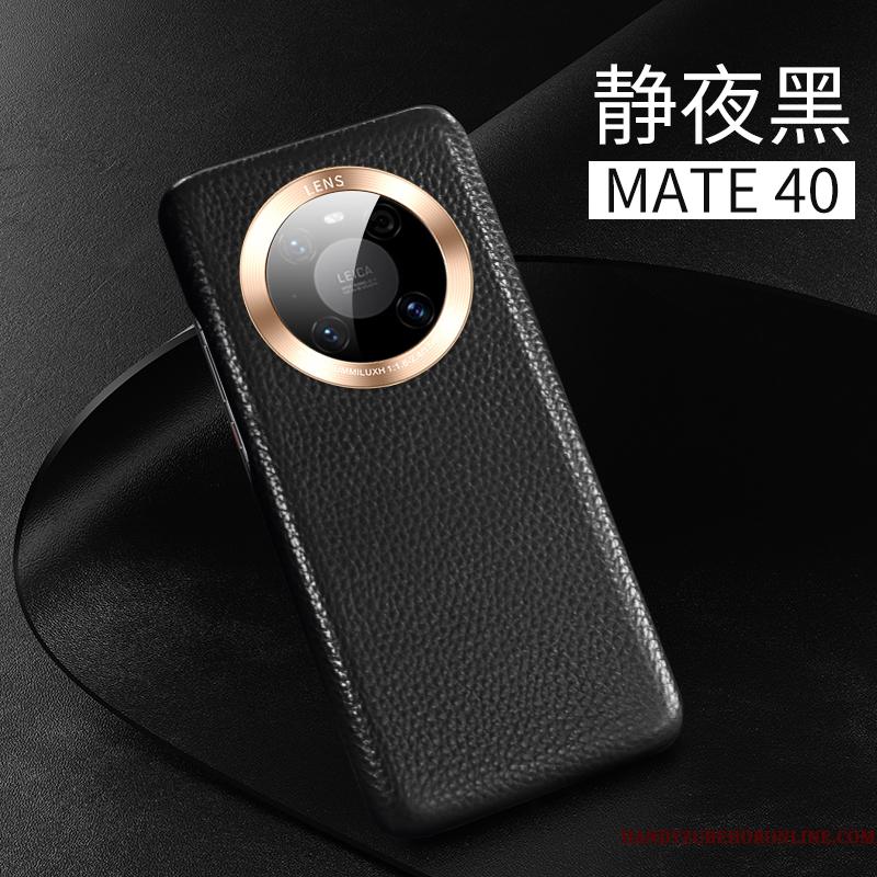 Huawei Mate 40 Ægte Læder Alt Inklusive Beskyttelse Telefon Etui High End Tynd Rød