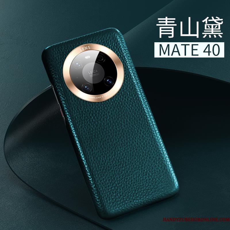 Huawei Mate 40 Ægte Læder Alt Inklusive Beskyttelse Telefon Etui High End Tynd Rød
