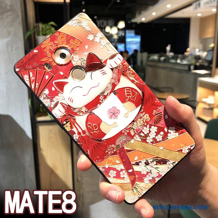 Huawei Mate 8 Relief Anti-fald Sort Kat Alt Inklusive Cover Telefon Etui