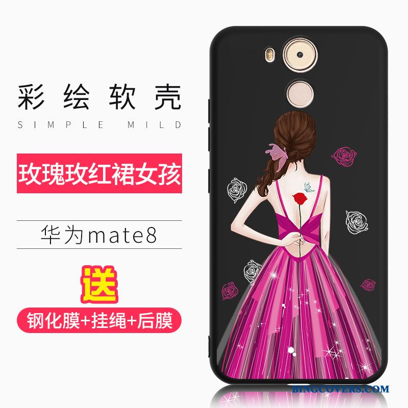 Huawei Mate 8 Sort Telefon Etui Kreativ Cover Silikone Blød Relief