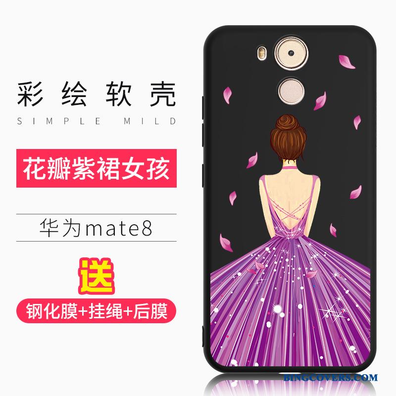 Huawei Mate 8 Sort Telefon Etui Kreativ Cover Silikone Blød Relief