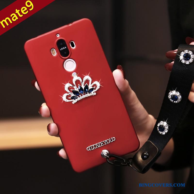 Huawei Mate 9 Blød Sort Telefon Etui Hængende Hals Strass Mode