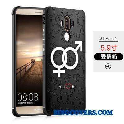 Huawei Mate 9 Cover Anti-fald Telefon Etui Nubuck Af Personlighed Sort Alt Inklusive