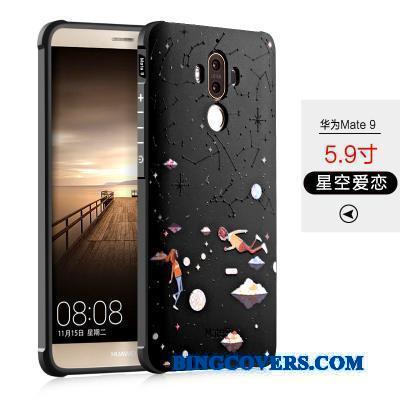 Huawei Mate 9 Cover Anti-fald Telefon Etui Nubuck Af Personlighed Sort Alt Inklusive