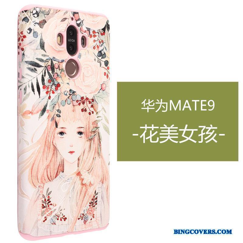 Huawei Mate 9 Etui Relief Sort Blød Silikone Alt Inklusive Anti-fald Cover