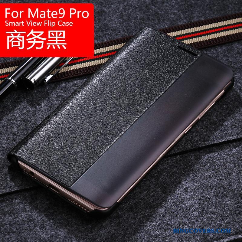 Huawei Mate 9 Pro Lædertaske Telefon Etui Guld Cover Clamshell Beskyttelse