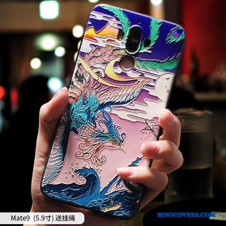 Huawei Mate 9 Silikone Kinesisk Stil Blød Telefon Etui Alt Inklusive Sort Kreativ