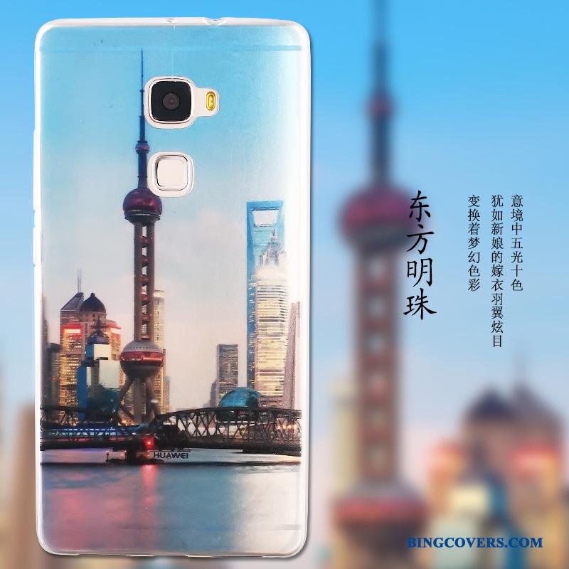 Huawei Mate S Cover Cartoon Blå Beskyttelse Etui Malet Silikone
