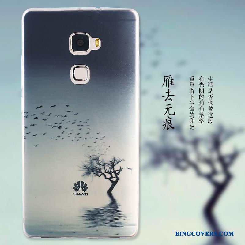 Huawei Mate S Cover Cartoon Blå Beskyttelse Etui Malet Silikone
