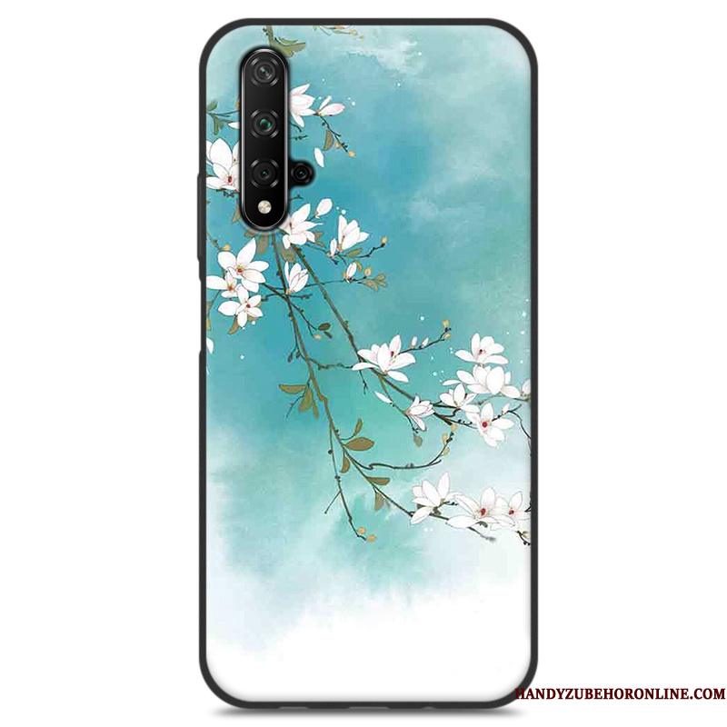 Huawei Nova 5t Frisk Telefon Etui Kinesisk Stil Anti-fald Blå Cover Silikone