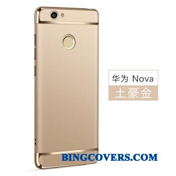 Huawei Nova Cover Anti-fald Pu Cyan Telefon Etui Beskyttelse Sølv
