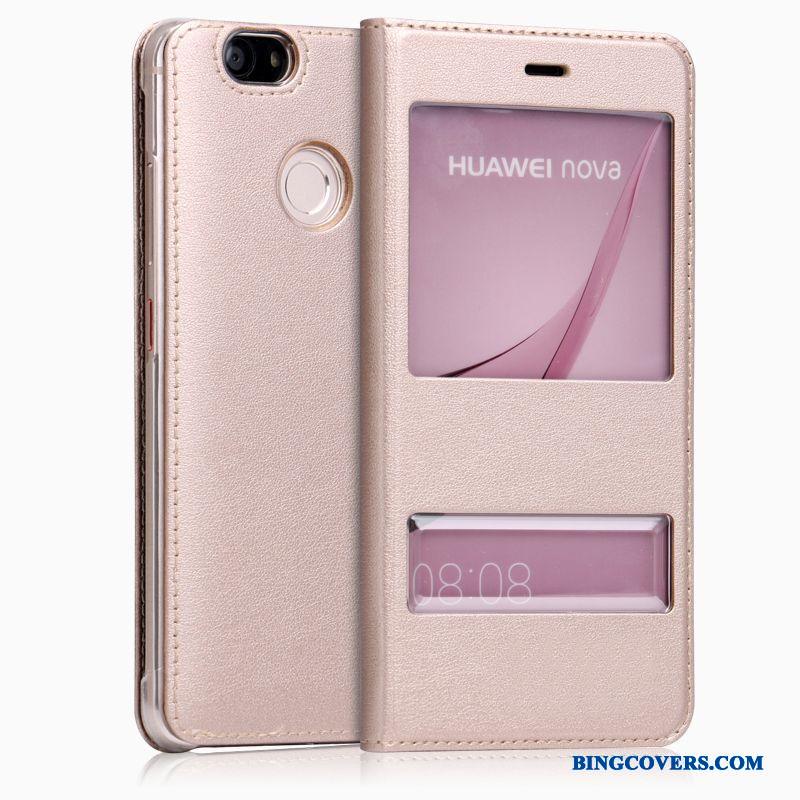 Huawei Nova Telefon Etui Folio Cover Mobiltelefon Lædertaske Hvid Anti-fald