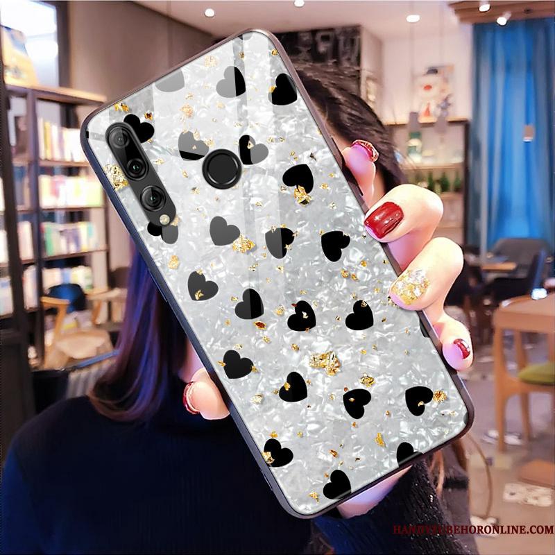 Huawei P Smart+ 2019 Anti-fald Hængende Ornamenter Etui Glas Lyserød Cover Sølv