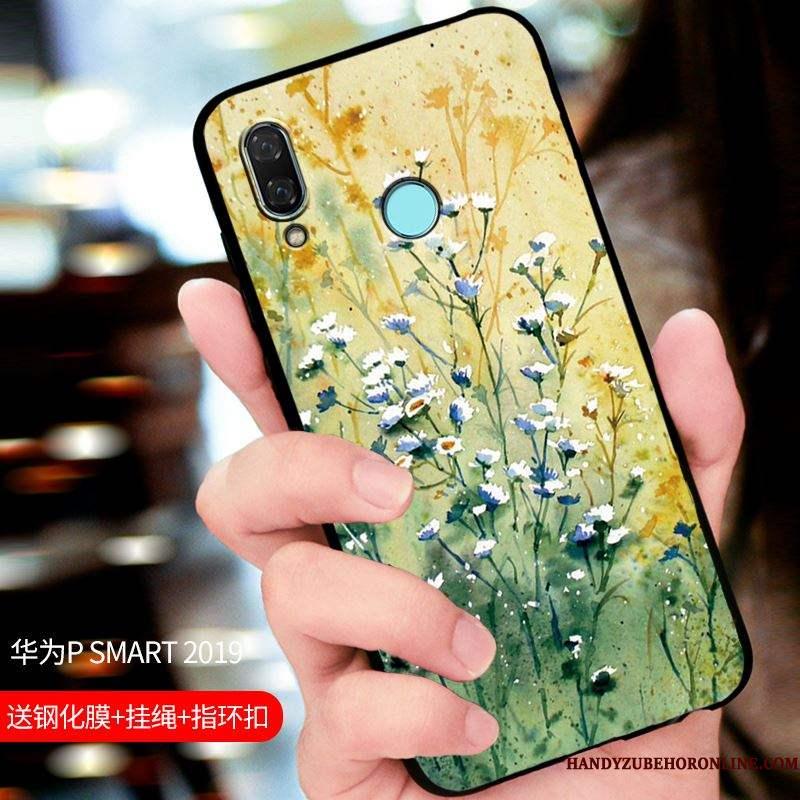 Huawei P Smart 2019 Beskyttelse Nubuck Cover Sort Telefon Etui Tilpas Alt Inklusive