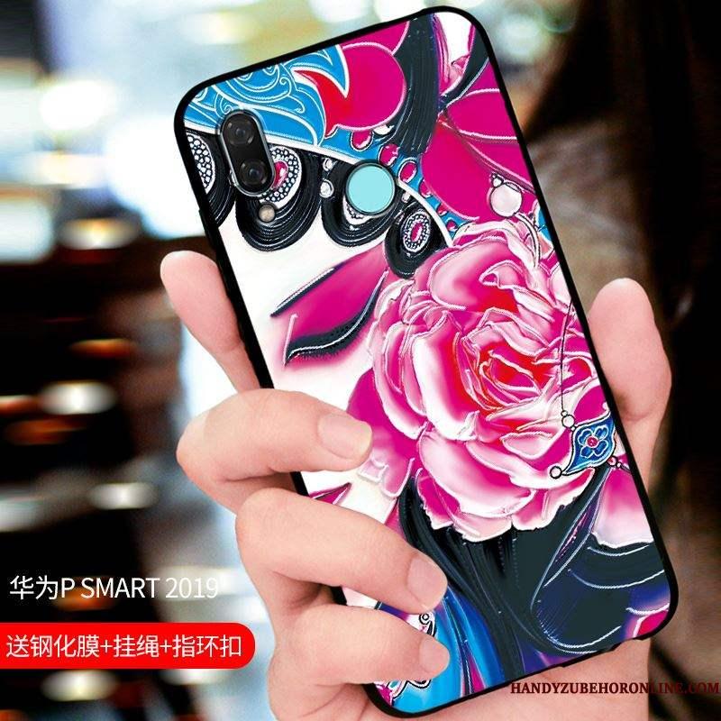 Huawei P Smart 2019 Beskyttelse Nubuck Cover Sort Telefon Etui Tilpas Alt Inklusive