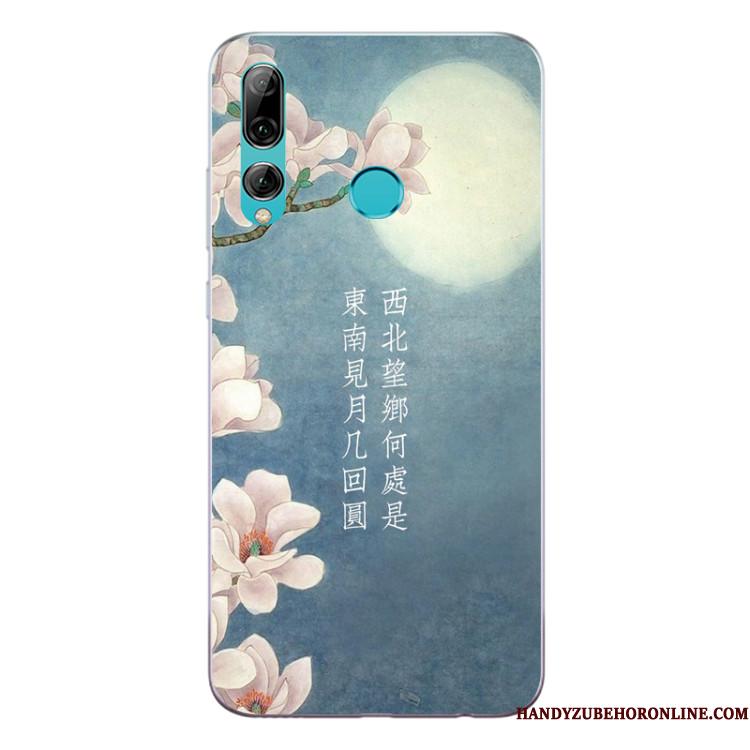 Huawei P Smart+ 2019 Telefon Etui Kinesisk Stil Silikone Anti-fald Grøn Blomster Alt Inklusive