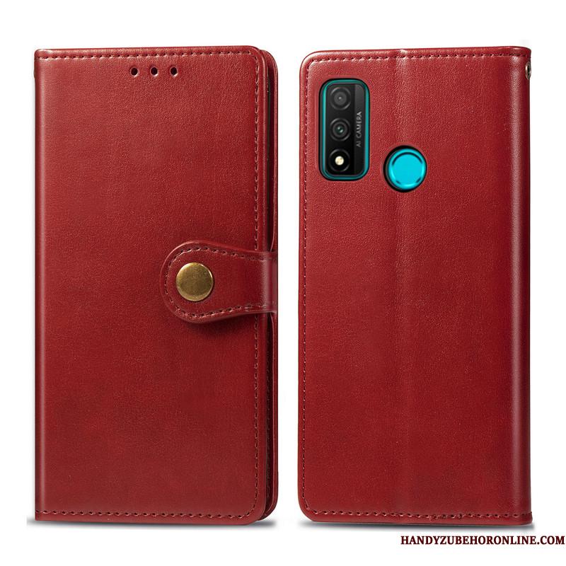 Huawei P Smart 2020 Cover Lædertaske Hængende Ornamenter Solid Farve Telefon Etui Beskyttelse Business