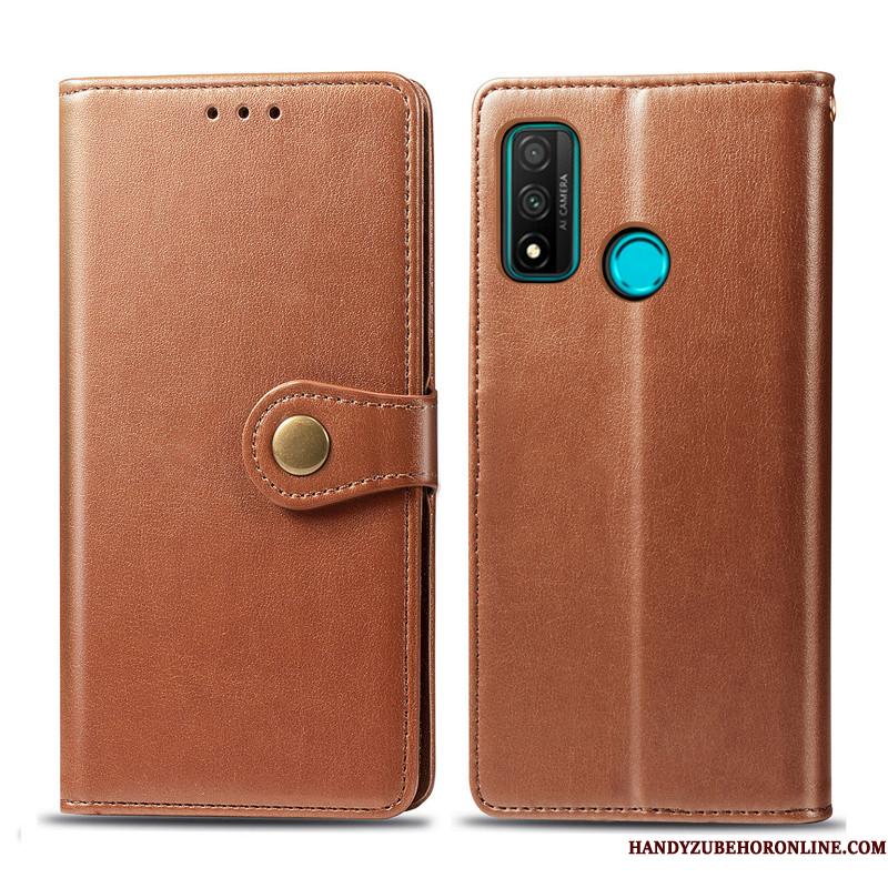 Huawei P Smart 2020 Cover Lædertaske Hængende Ornamenter Solid Farve Telefon Etui Beskyttelse Business