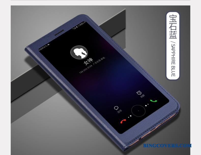 Huawei P Smart Etui Beskyttelse Anti-fald Lædertaske Cover Mobiltelefon Clamshell Rød