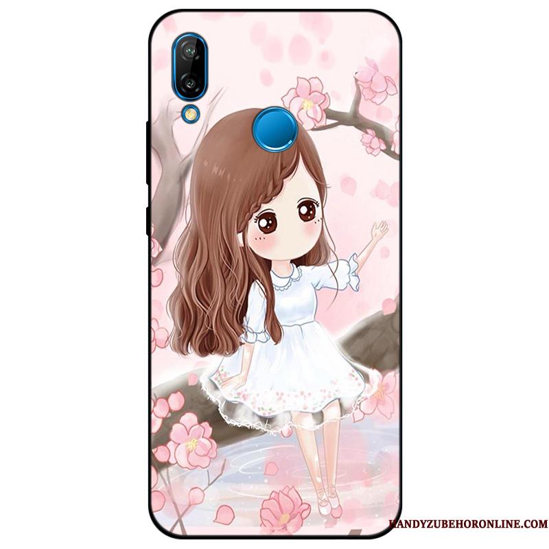 Huawei P Smart+ Kreativ Cartoon Cover Telefon Etui Silikone Alt Inklusive Sort