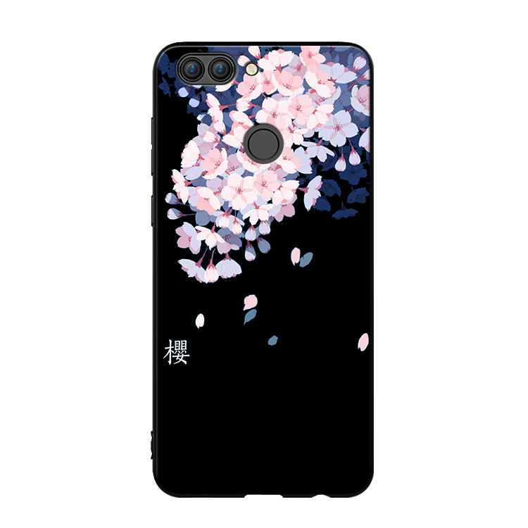 Huawei P Smart Skønhed Blød Sort Beskyttelse Nubuck Telefon Etui Cherry
