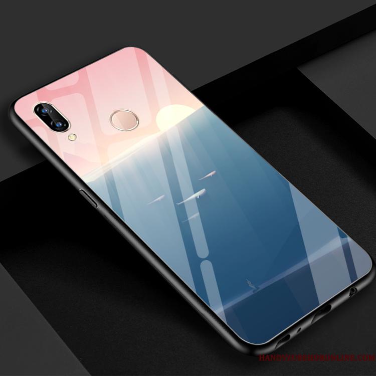 Huawei P Smart+ Smuk Glas Blå Telefon Etui Spejl