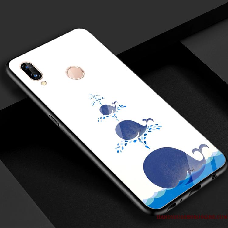 Huawei P Smart+ Smuk Glas Blå Telefon Etui Spejl