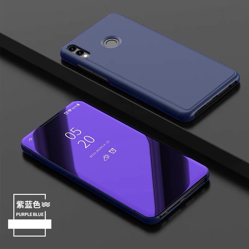 Huawei P Smart Z Alt Inklusive Blå Spejl Anti-fald Gennemsigtig Telefon Etui Folio