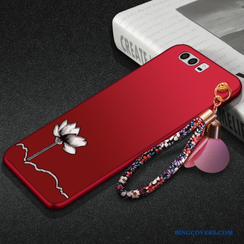 Huawei P10 Beskyttelse Blød Sort Hængende Ornamenter Telefon Etui Nubuck Cover