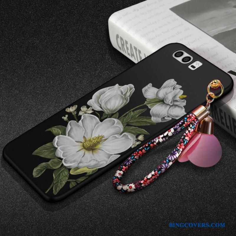 Huawei P10 Beskyttelse Blød Sort Hængende Ornamenter Telefon Etui Nubuck Cover